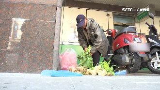 長途跋涉擺攤　八旬爺冷風中賣蔬果