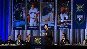 大谷翔平新人王領獎發表感言。（圖／翻攝自推特）