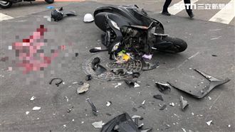 監視器畫面曝！男騎士飆速衝撞曳引車