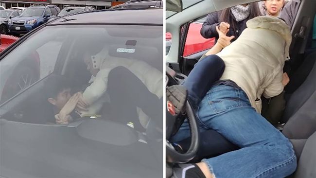 中國人打中國人！大叔爬車痛毆青年男