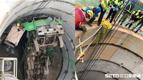 台中潭子區聯結車墜15公尺深井／翻攝畫面
