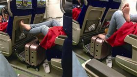 台鐵,寵物,拖鞋,翹腳,細肩帶,沒水準,車掌。翻攝自爆怨公社