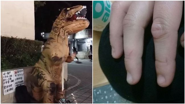 扮恐龍握手被割傷！女學生忍淚致謝