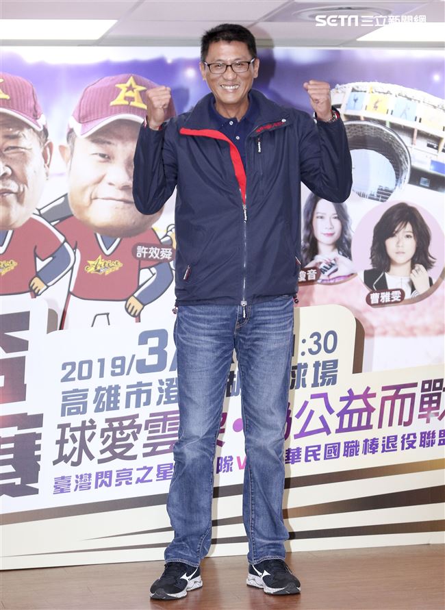 由臺灣閃亮之星明星棒球聯隊及中華民國職棒退役聯盟舉辦的2019明星公益棒球賽關懷偏鄉失智老人關注並協助弱勢，中華民國職棒退役聯盟梁如豪。（記者林士傑/攝影）