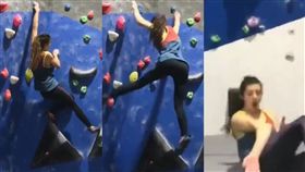 運動美眉攀岩墜落　驚！右手斷臂恐怖扭曲（圖／推特）