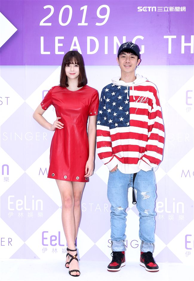 伊林模特兒金凱德、陳信維2019豬年行大運開工好采頭。（記者邱榮吉/攝影）