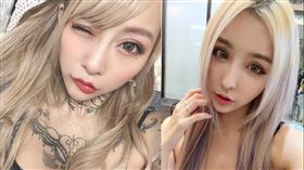 泉麻那（左）竟意外撞臉台灣「情色女王」雪碧。（圖／翻攝自泉麻那推特／雪碧臉書）