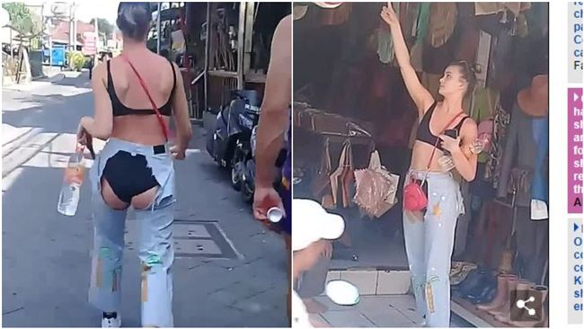 她穿破洞褲曬三角地帶　被老司機看光