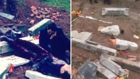 大陸重慶一名姚性男子帶著妻子、女婿、孫子祭拜剛過世的岳父，沒想到拜到一半意外發生了！才剛立好10多天的墓碑突然塌下，近千斤重的石塊直接壓中孝子孝孫，釀成1死3傷。（圖／翻攝自微博）