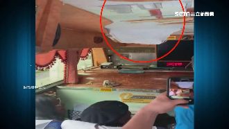 花蓮落石砸遊覽車頂！整團嚇呆幸無傷