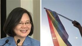 蔡英文,彩虹旗,
組合圖,資料照
