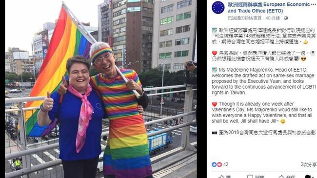 同婚專法拍板　歐盟駐台辦事處這樣說