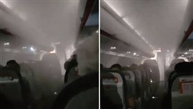 捷星航空（Jetstar）一架飛往澳洲的班機，才剛起飛不久，機艙內突然「冒出白煙」，引發乘客恐慌，深怕會發生意外。空姐見狀後，趕緊廣播解釋，機艙會出現白色煙霧是因為空調系統，乘客不必擔憂。（圖／翻攝自YouTube《Linden Wheare》）