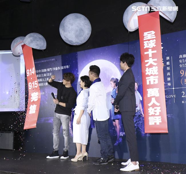 音樂劇「搭錯車」慶功記者會，主要演員蕭景鴻、丁噹、王柏森、陳乃榮。（記者林士傑/攝影）