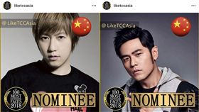 「TC Candler」亞太區年度最美臉孔票選活動，將台灣藝人誤植五星旗。（圖／翻攝自IG）