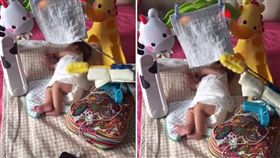 哄寶寶入睡是不少媽媽的夢魘，有網友發揮創意，自製超狂「哄睡神器」，不僅可以拍背安撫小孩，還可以自動搧風，讓小孩快速進入夢鄉。不少網友看到後掀起熱議，暴動直喊「找到救星了！趕快量產啊」。（圖／翻攝自抖音）