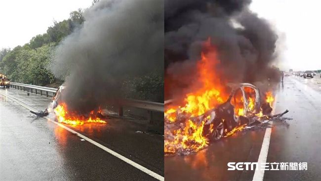 BMW國道自撞成火球　慘燒到剩骨架