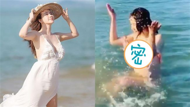 乳浪太強！女星海邊一潑水⋯網全看呆