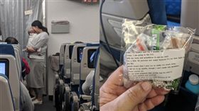 媽媽怕嬰兒吵到乘客，自行準備200份耳塞糖果發給大家。（圖／翻攝Dave Corona臉書）