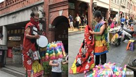  盲人，視障，踩高蹺，街頭藝人（記者郭奕均攝影）