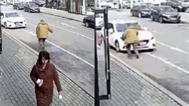 阿伯「慢動作碰瓷」！車主看了超傻眼