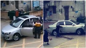 暖爸幫女兒停車，竟一路追著女兒撞。（圖／翻攝自微博）