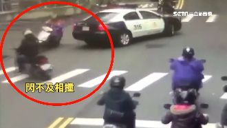誰害的？警車路口迴轉騎士煞不及對撞