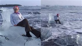 阿嬤斯特朗（Judith Streng）坐冰山寶座漂向大海／翻攝自Twitter@Xiushook