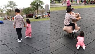 小哥哥牽妹到公園　下一秒讓人全看傻
