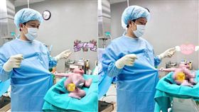 越南一名醫師替產婦接生完寶寶後，正準備離開手術室更衣，但寶寶似乎不想讓醫生離開，突然伸出右手扯住醫師的手術衣，還不斷放聲大哭，讓醫師不知該如何是好。照片曝光後，掀起網友熱議，紛紛直喊：「寶寶還沒有準備好來到這個世界，但被醫生拉了出來，所以要找醫生算帳啦！」（圖／翻攝自中國報）