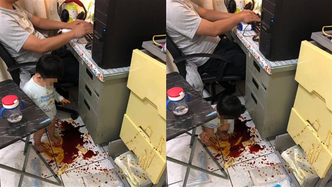 兒血中玩耍…老公竟無視！人妻暴怒了