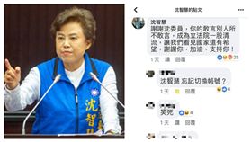 「了不起，負責」藍委沈智慧忘切帳號　自誇清流網全笑翻
圖翻攝自臉書