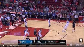 ▲哈登後撤步投三分球被西蒙斯一巴掌拍掉。（圖／翻攝自House of Highlights）