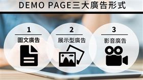 Demo Page三大廣告形式:圖文廣告、展示型廣告、影音廣告