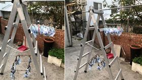 「古有搖錢樹，現今有搖錢曬衣架！」一名男網友表示，他日前下班回家時，看到家裡的曬衣架竟夾滿了「千元大鈔」，起初他以為有財神爺報到，趕緊打電話給媽媽，結果這些錢都是他遺忘在口袋的工程款。照片曝光後，網友紛紛笑喊：「這才是真正的洗錢啊！」（圖／翻攝自爆廢公社公開版）