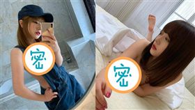 阿萌天在臉書社群平台放送趴床壓胸自拍疑似全裸。（圖／翻攝自阿萌天臉書）