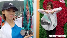  林明禎辣腿助陣馬拉松。（圖／種子提供）