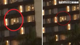 高雄一名女網友日前在停等紅燈時，看到一間飯店的「玻璃」相當乾淨，不過重點根本不是玻璃，而是有一對裸體男女忘了關窗簾上演親密動作「一直搖」。影片曝光後，掀起網友熱議，紛紛笑虧：「重點不是玻璃乾淨，是你眼力真好！」（圖／網友授權提供）