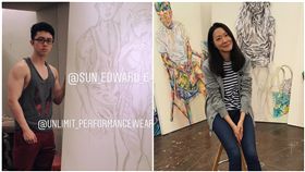 曲家瑞幫孫安佐畫人像，圖／翻攝自曲家瑞臉書