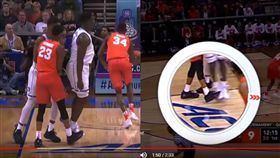 ▲雪城大學霍華德（Frank Howard）比賽中出腳想絆倒威廉森（Zion Williamson）遭無限期禁賽。（圖／翻攝自ESPN YouTube）