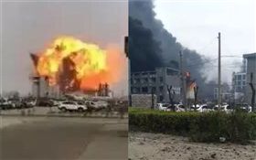 中國大陸江蘇鹽城市化工廠發生爆炸（圖／翻攝自微博）