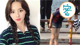 楊超越被拍到在海邊隨地吐痰。（圖／微博）