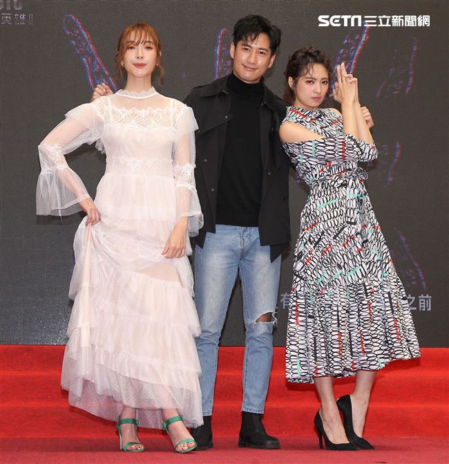 「C.S.I.C.鑑識英雄II正義之戰」演員蔡淑臻、周孝安、阿喜。（記者邱榮吉/攝影）