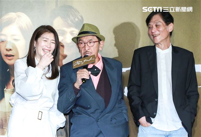 電影「老大人」首映會，演員小戽斗、喜翔、黃嘉千。（記者林士傑/攝影）