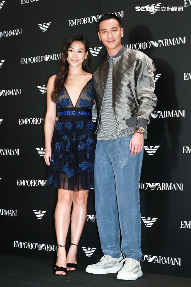 義大利精品服飾概念旗艦店開幕活動，王陽明、蔡詩芸。（記者林士傑/攝影）