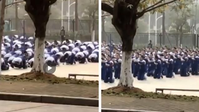 中共德政？全校學生一大早跪拜磕頭