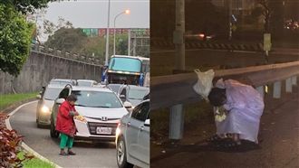 婆婆搏命穿梭交流道　賣玉蘭花養家