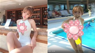 女星泳裝開中門走光！他驚：都看到了