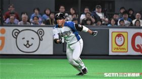 ▲王柏融敲出安打上壘。（圖／記者王怡翔攝影）