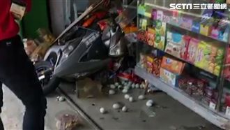 騎卡慢ㄟ啦！機車飛撞中埔阿婆雜貨店
